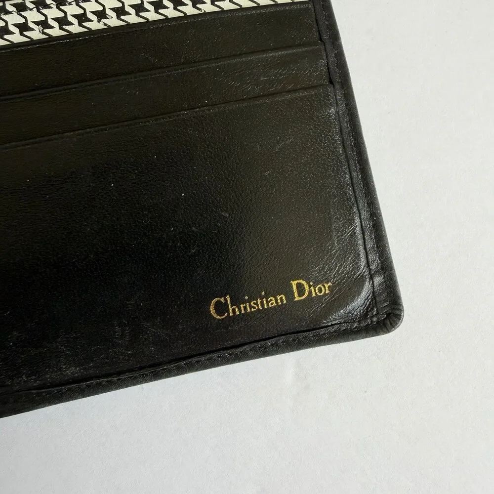 Vintage Christian DIOR Leather Wallet, Black Red Trim